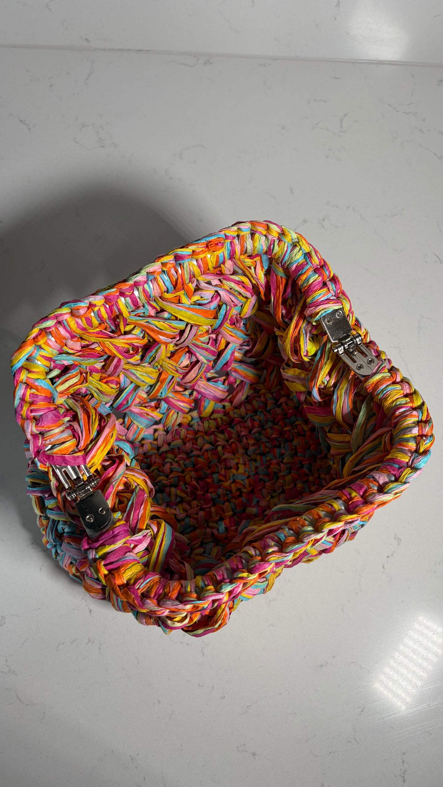 Multicolour Raffia Clutch Bag