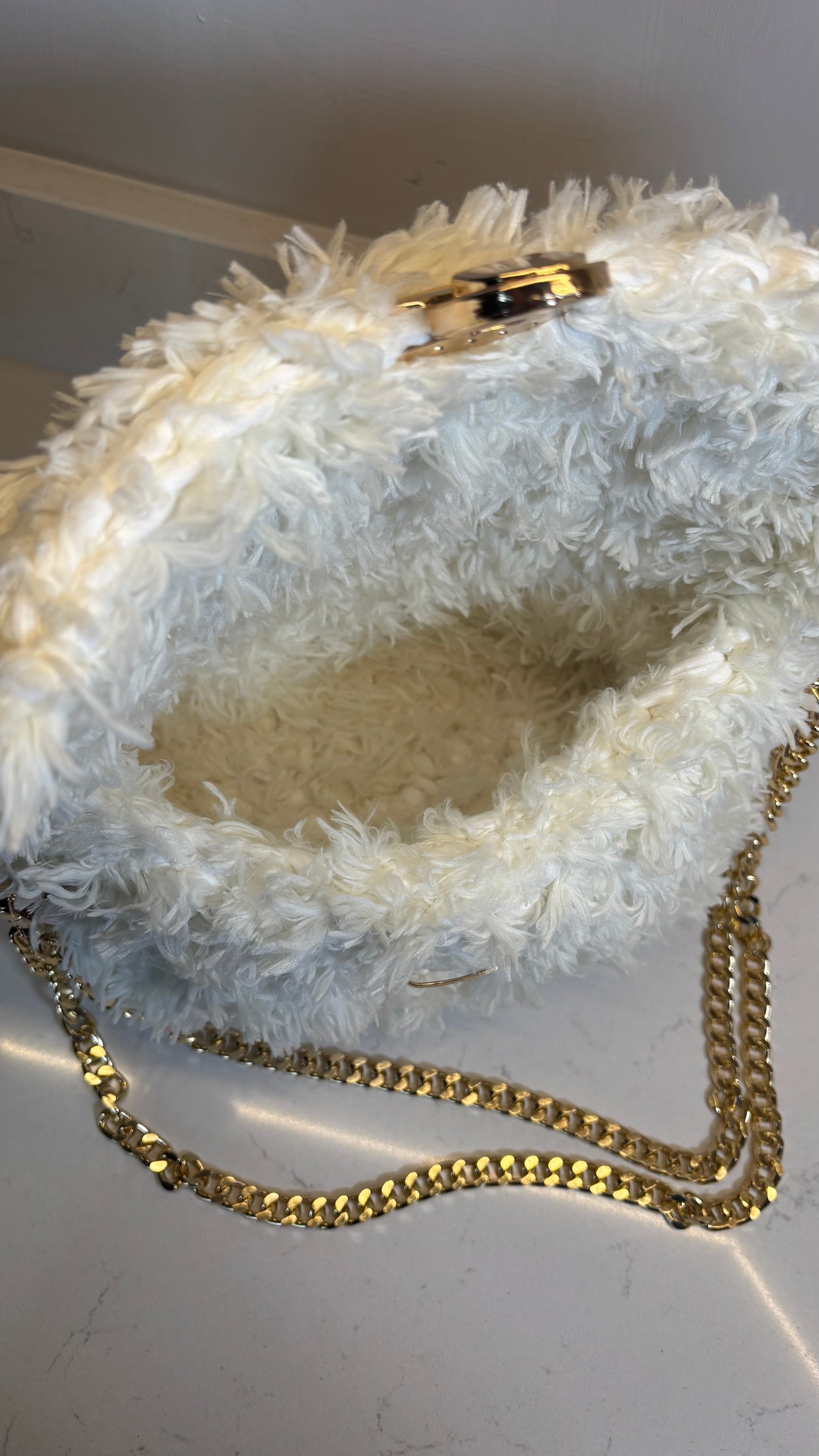 White Fluffy Classic Flap