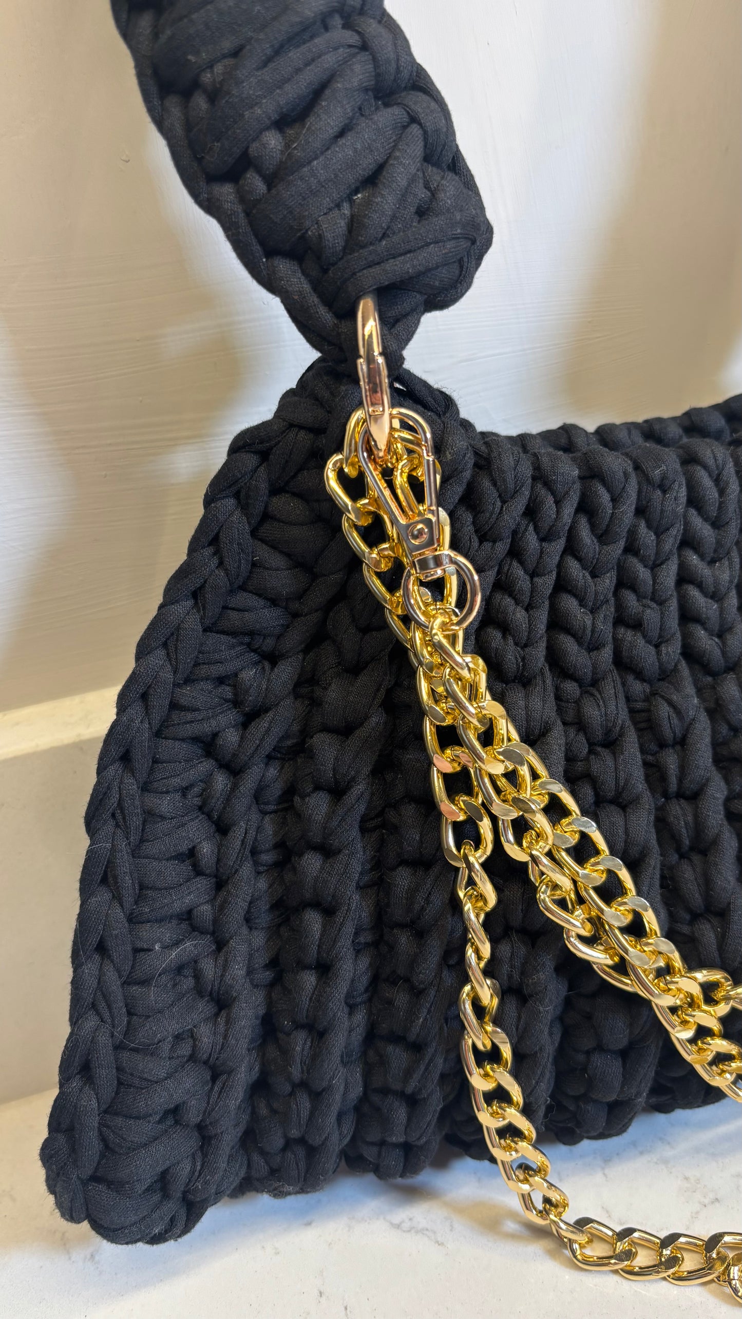 Black Ribbed Handbag