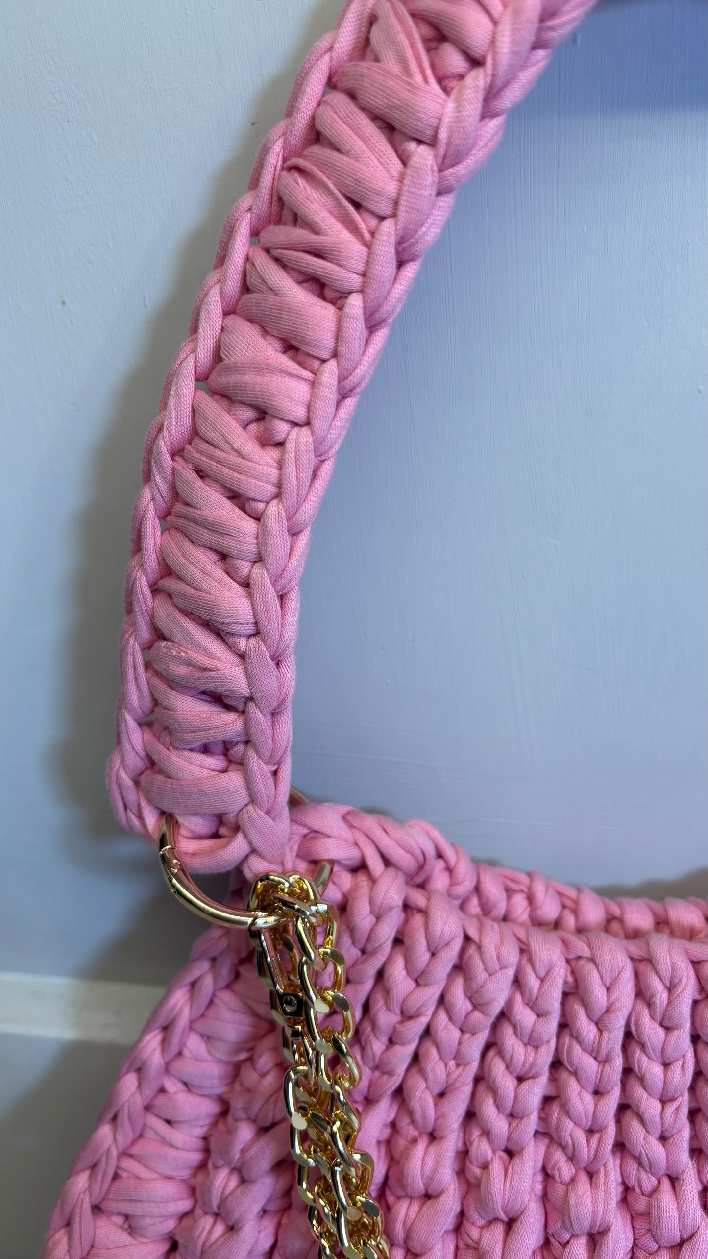 Pink Ribbed Handbag