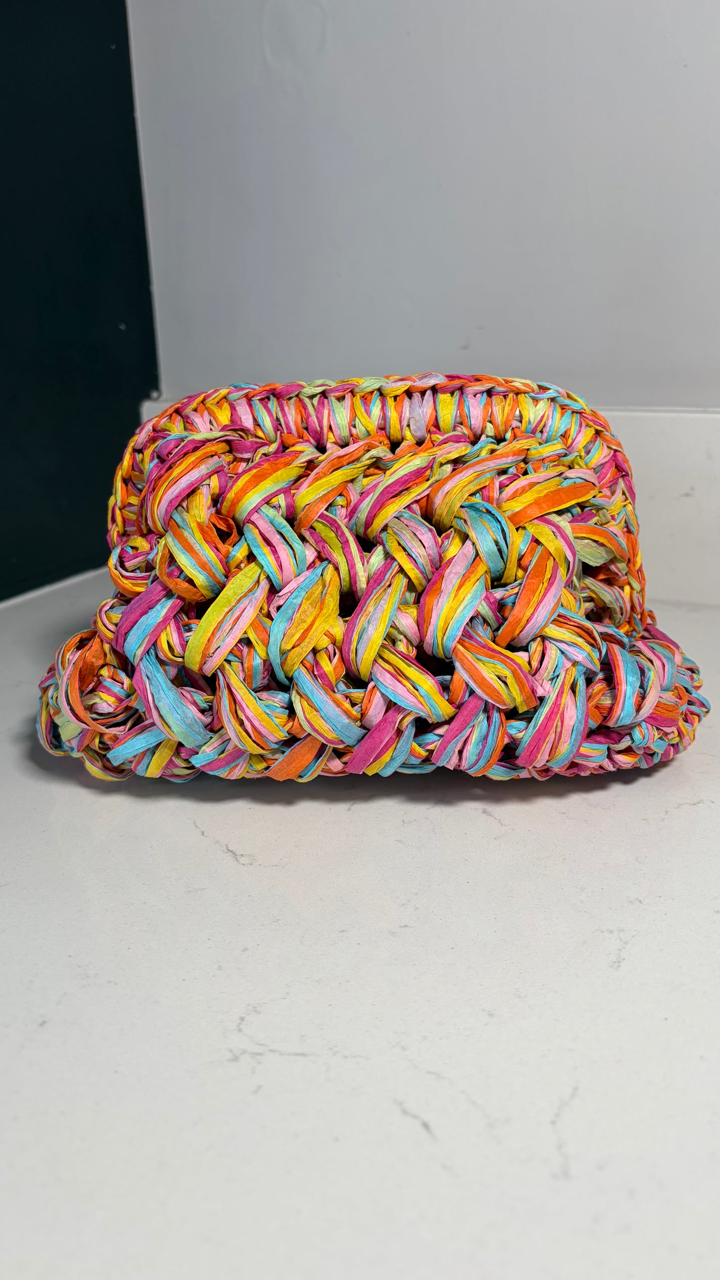 Multicolour Raffia Clutch Bag