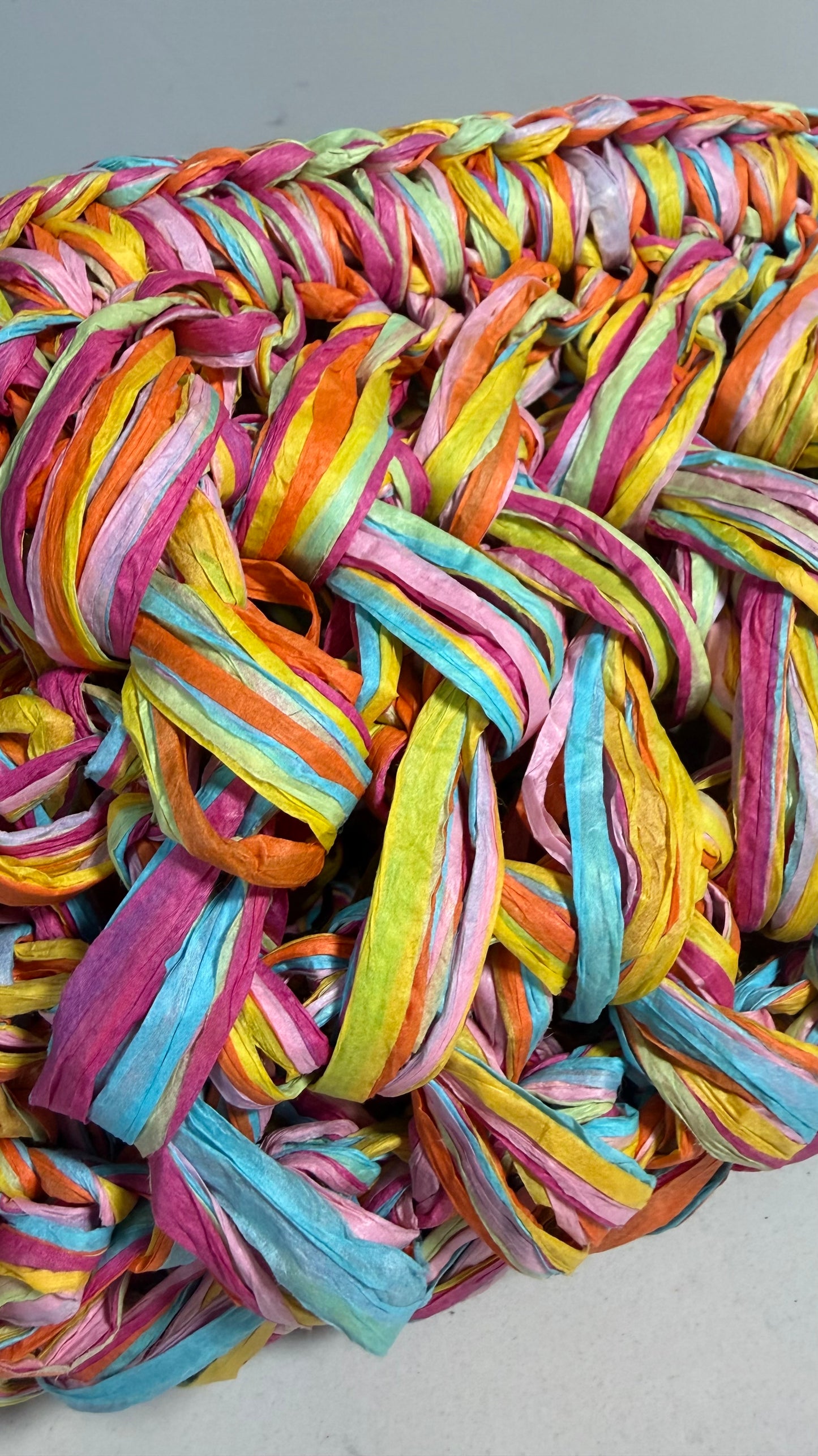 Multicolour Raffia Clutch Bag