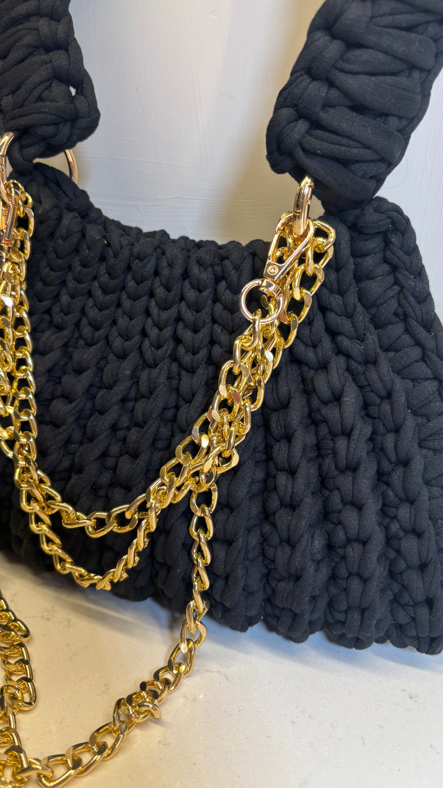 Black Ribbed Handbag