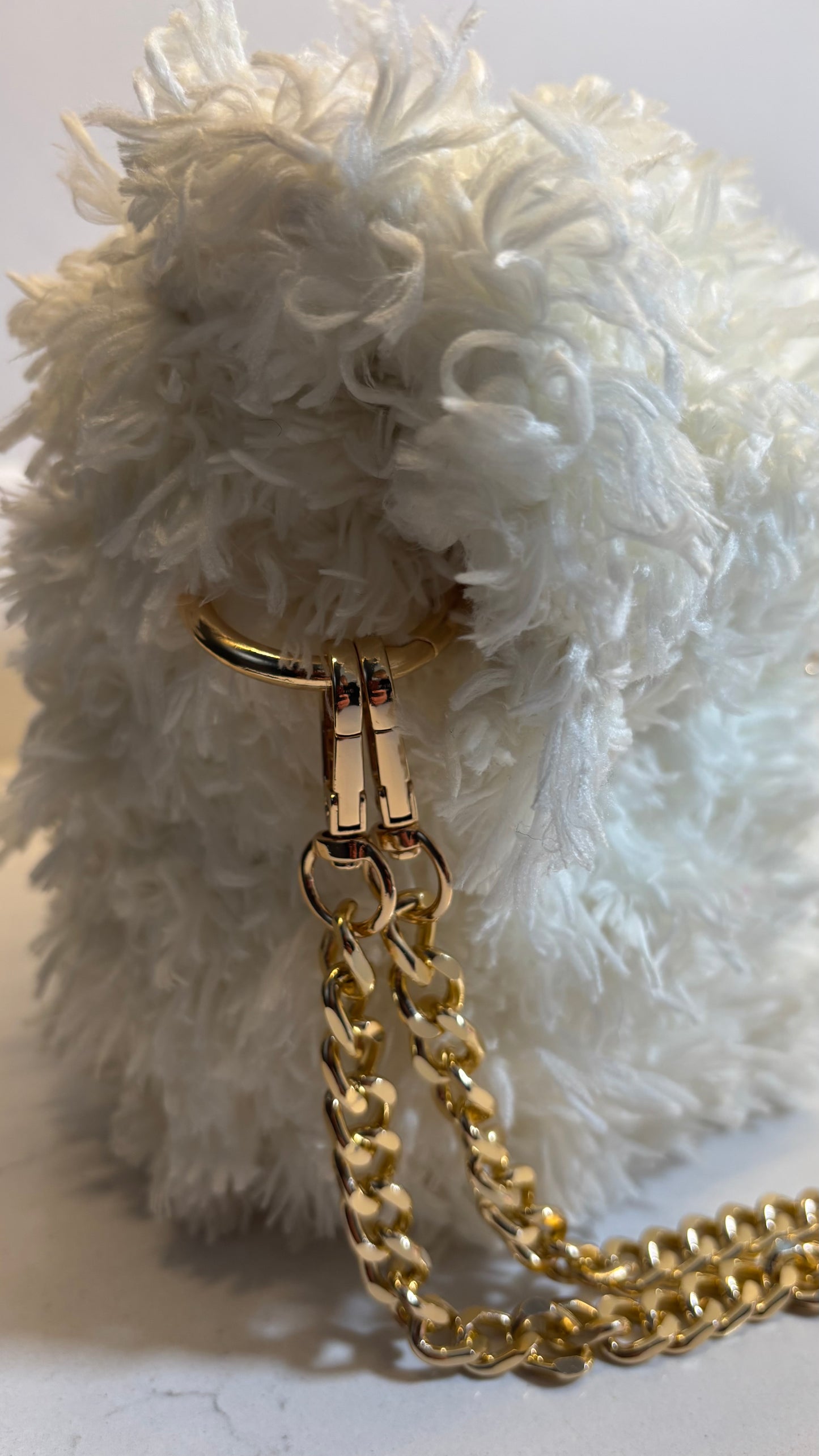White Fluffy Classic Flap