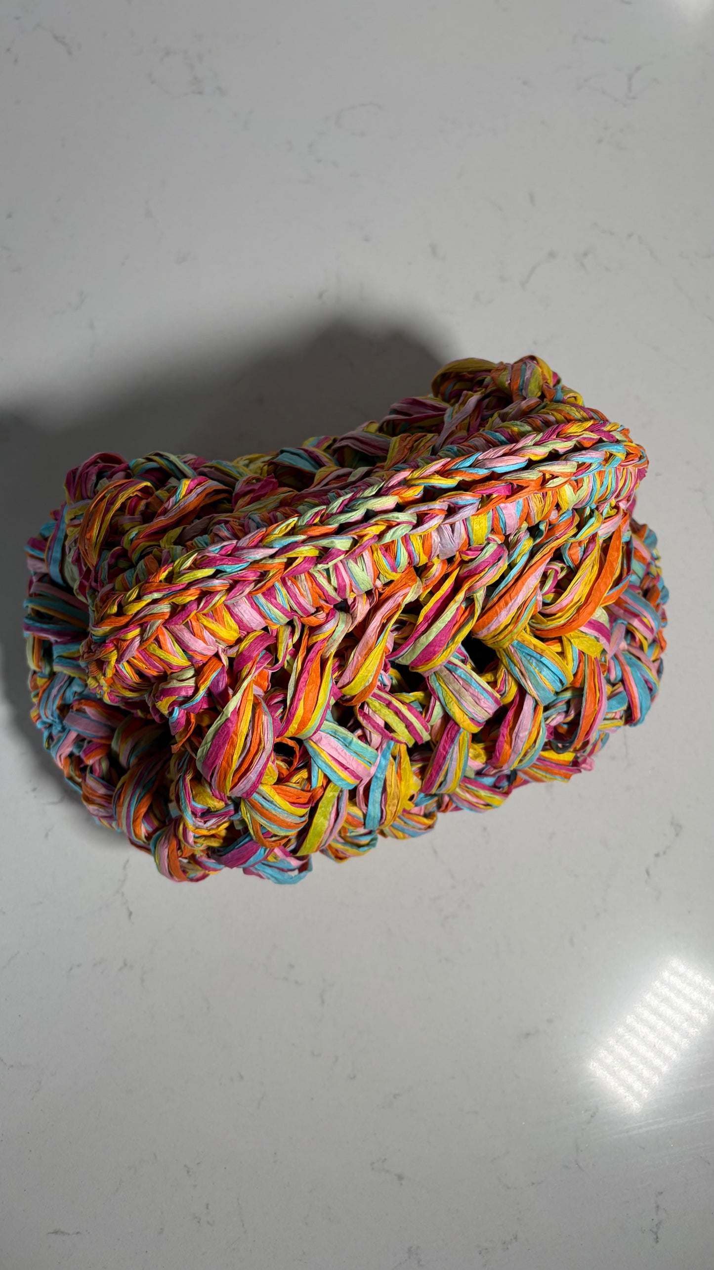 Multicolour Raffia Clutch Bag