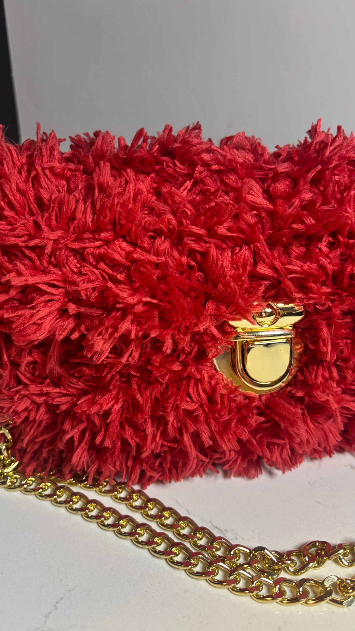 Red Fluffy Classic Flap