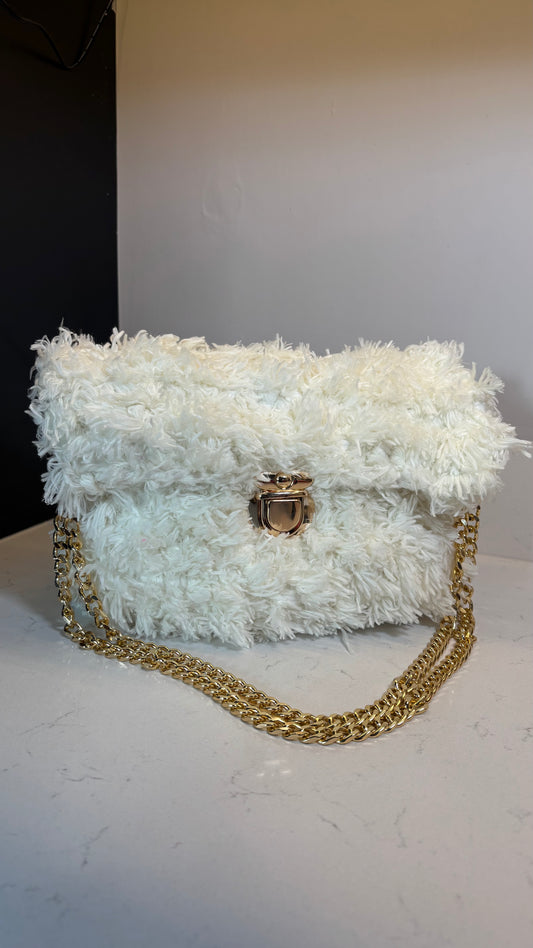 White Fluffy Classic Flap